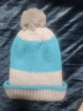 Brand New w/ tags Blue & Grey Beanie with metallic Strands